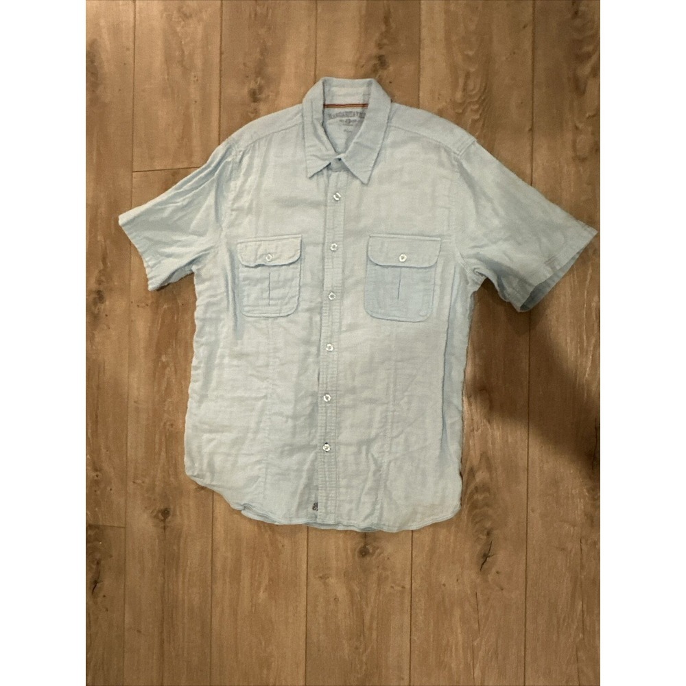 Margaritaville Hawaiian Shirt Mens Large‎ Light Blue Button Up Short Sleeve USA